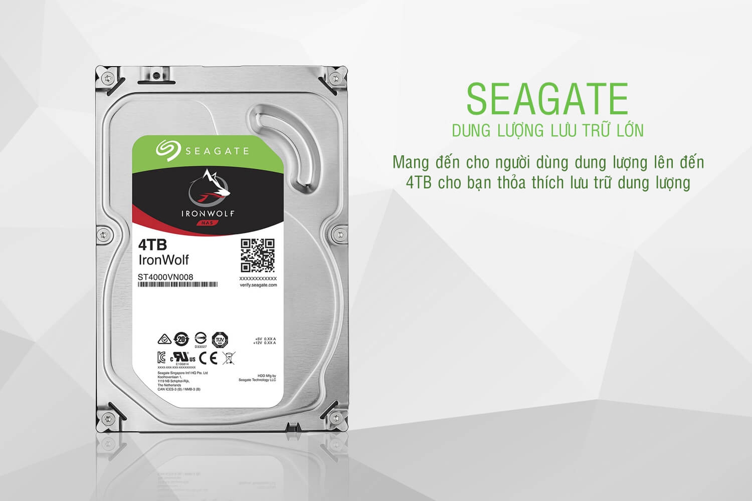 Ổ Cứng HDD Seagate IronWolf 4TB/64MB/3.5 - ST4000VN008 1