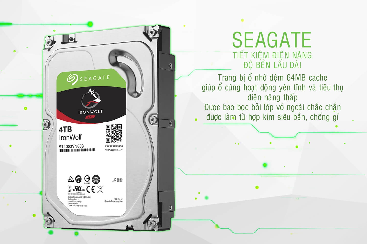 Ổ Cứng HDD Seagate IronWolf 4TB/64MB/3.5 - ST4000VN008 2
