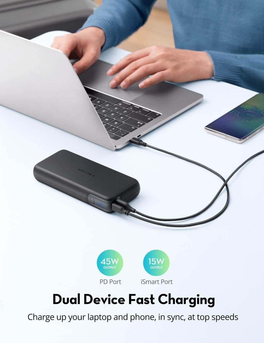 Pin Sạc Dự Phòng RAVPower 20000mAh Quick Charge 3.0 + PD 60W, In/Out Type-C, Sạc Được Macbook - RP-PB201 2