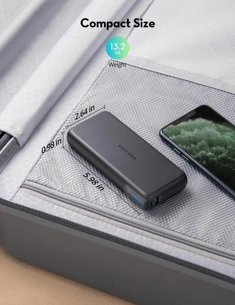 Pin Sạc Dự Phòng RAVPower 20000mAh Quick Charge 3.0 + PD 60W, In/Out Type-C, Sạc Được Macbook - RP-PB201 4