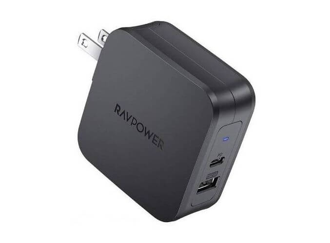 Adapter Sạc 2 Cổng Tích Hợp Type-C In/Out Hỗ Trợ Sạc Nhanh PD Power Delivery 61W RAVPower RP-PC105