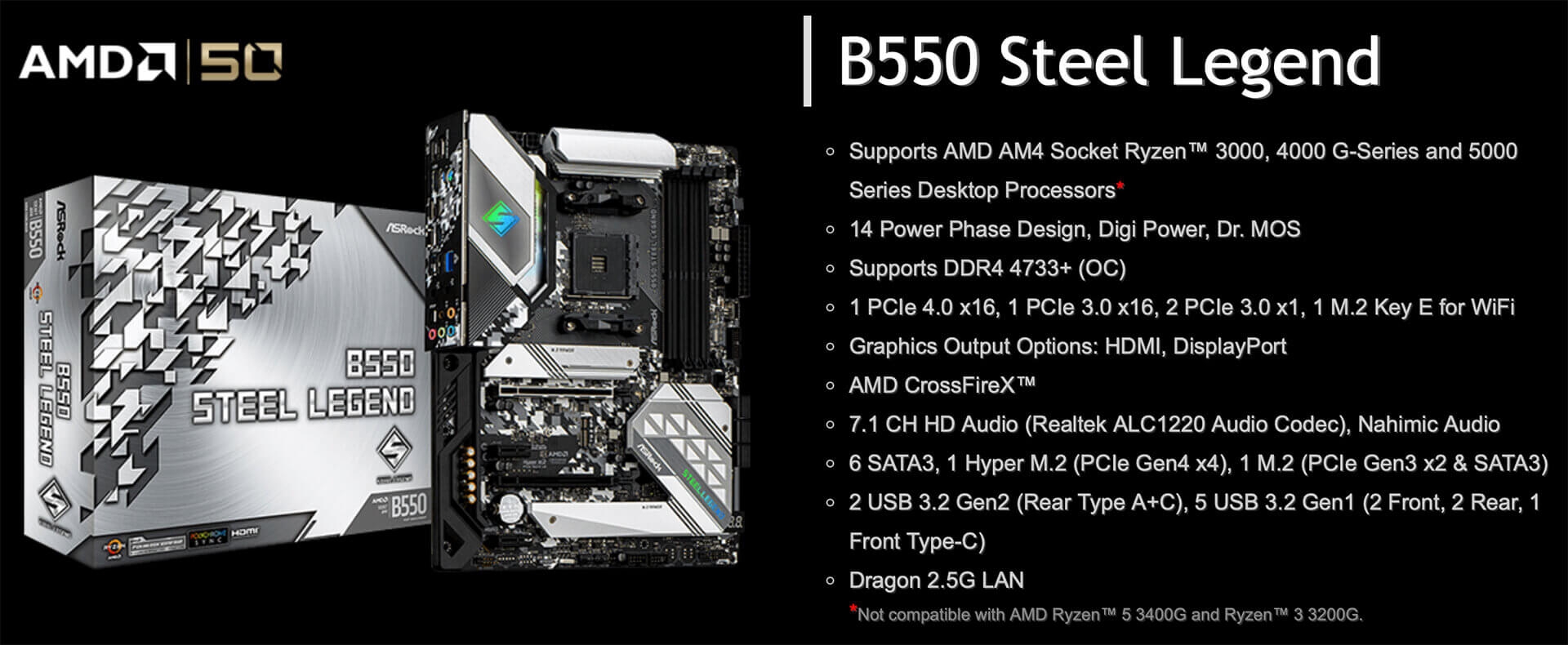 Bo Mạch Chủ Mainboard ASRock B550 Steel Legend Supports 3rd Gen AMD AM4 Ryzen 2