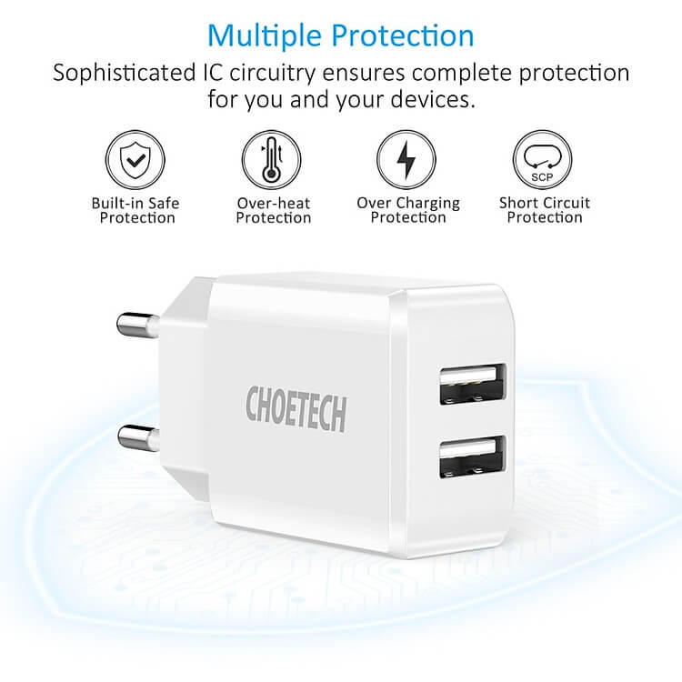 Củ Sạc Nhanh Dual USB Hiệu CHOETECH C0030 1