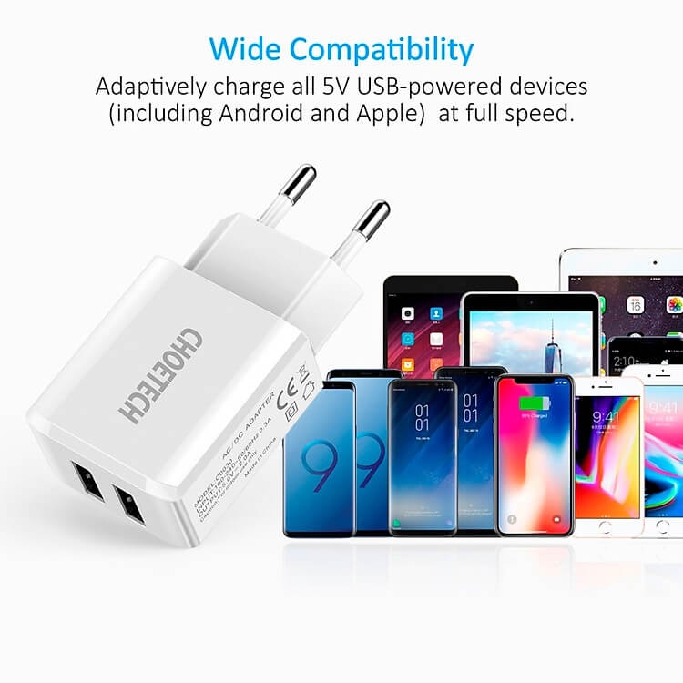 Củ Sạc Nhanh Dual USB Hiệu CHOETECH C0030 2
