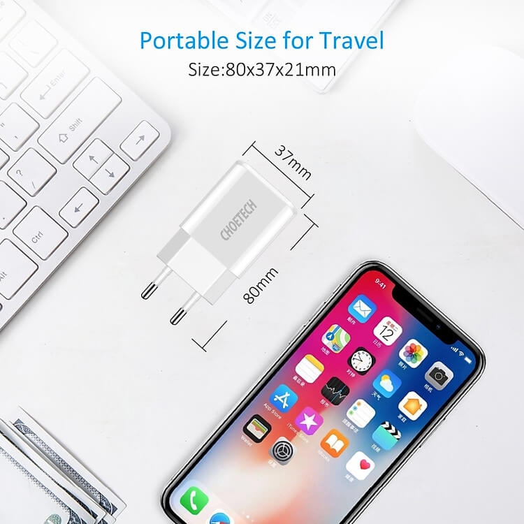 Củ Sạc Nhanh Dual USB Hiệu CHOETECH C0030 3