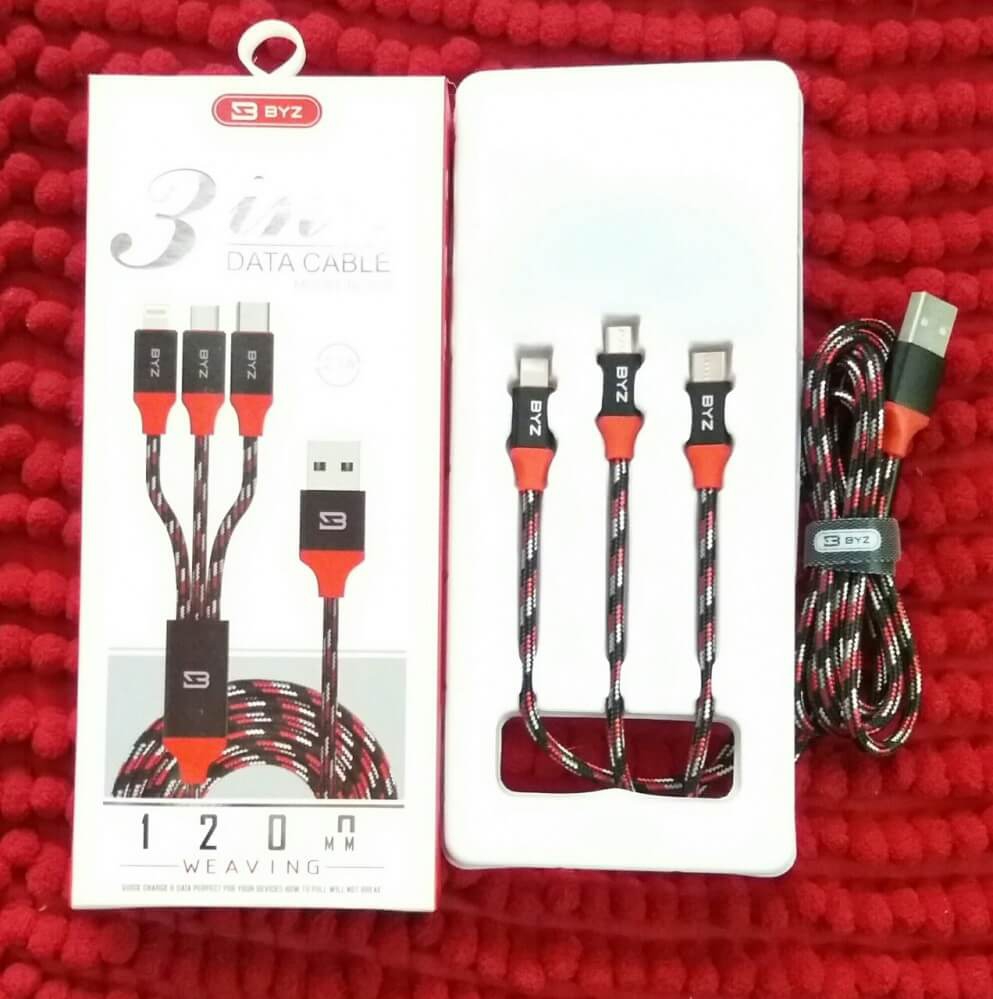 Cable Sạc Dây Dù 3 Đầu BYZ Sử Dụng Bền Bỉ 3