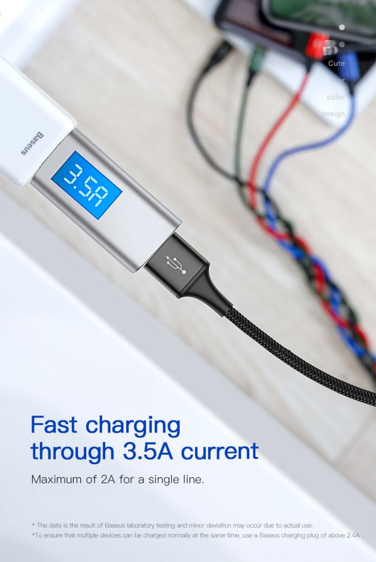 Dây Cáp Sạc Đa Năng Baseus Rapid 4 in 1 Type-C, 2 Lighning, Micro USB, cho iPhone/ iPad, Smartphone & Tablet Android 2