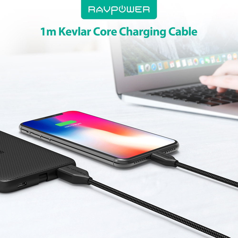 Dây Cáp Sạc Lightning Cho Iphone RAVPower 0.9m RP-CB019 Chuẩn MFi 3