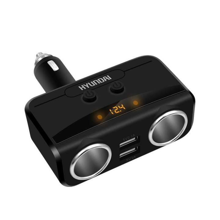 Tẩu Sạc Ô Tô Huyndai HY-32 Có Led 2 Tẩu 2 Cổng USB