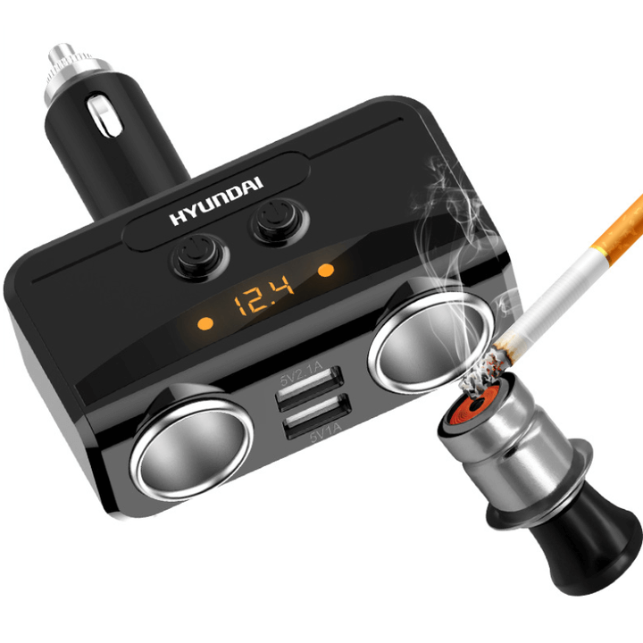 Tẩu Sạc Ô Tô Huyndai HY-32 Có Led 2 Tẩu 2 Cổng USB