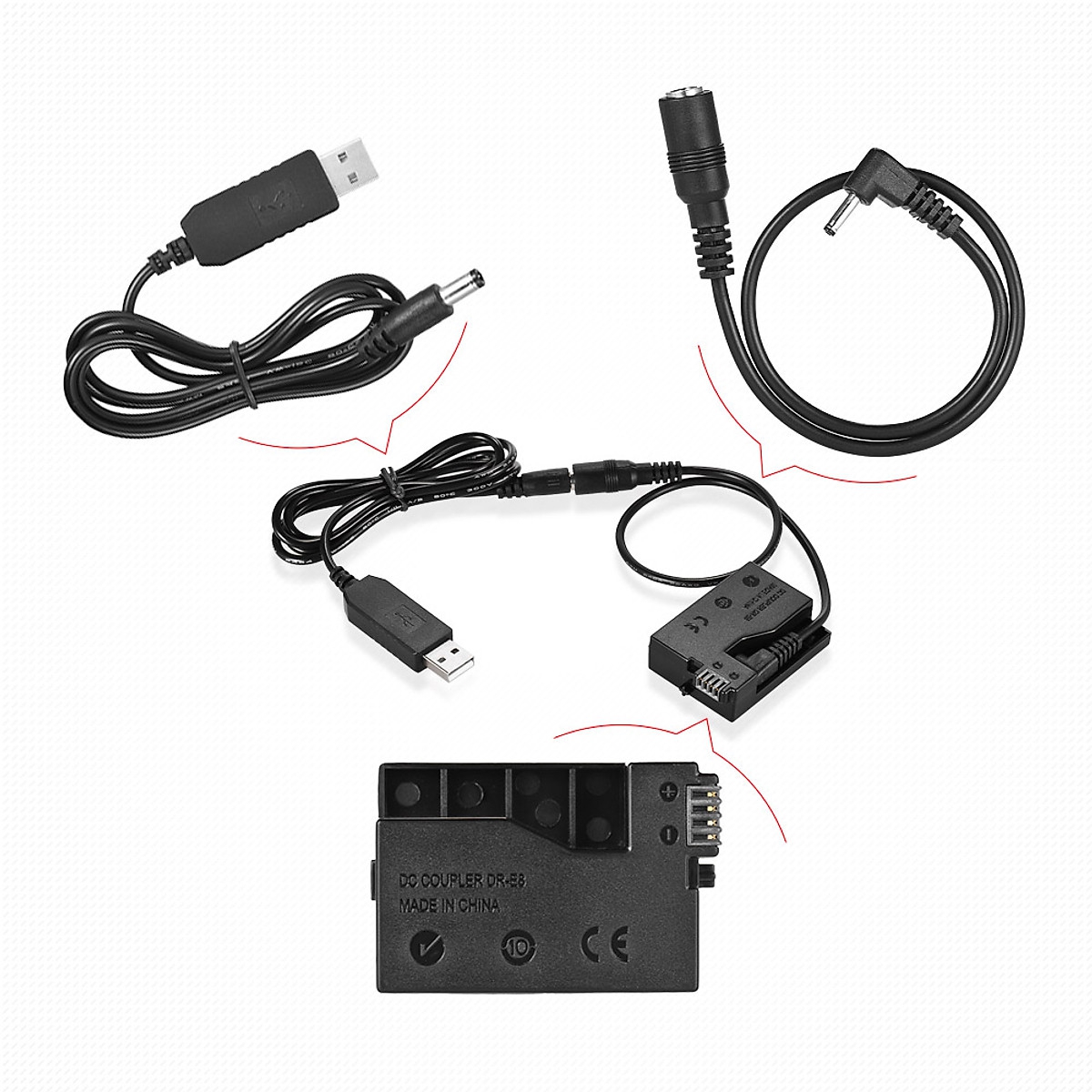 Pin Ảo DR-E8 Kèm Dây Chuyển USB Thay Thế Pin LP-E8 Andoer Cho Máy Ảnh Canon EOS 550D 600D 650D 700D 1