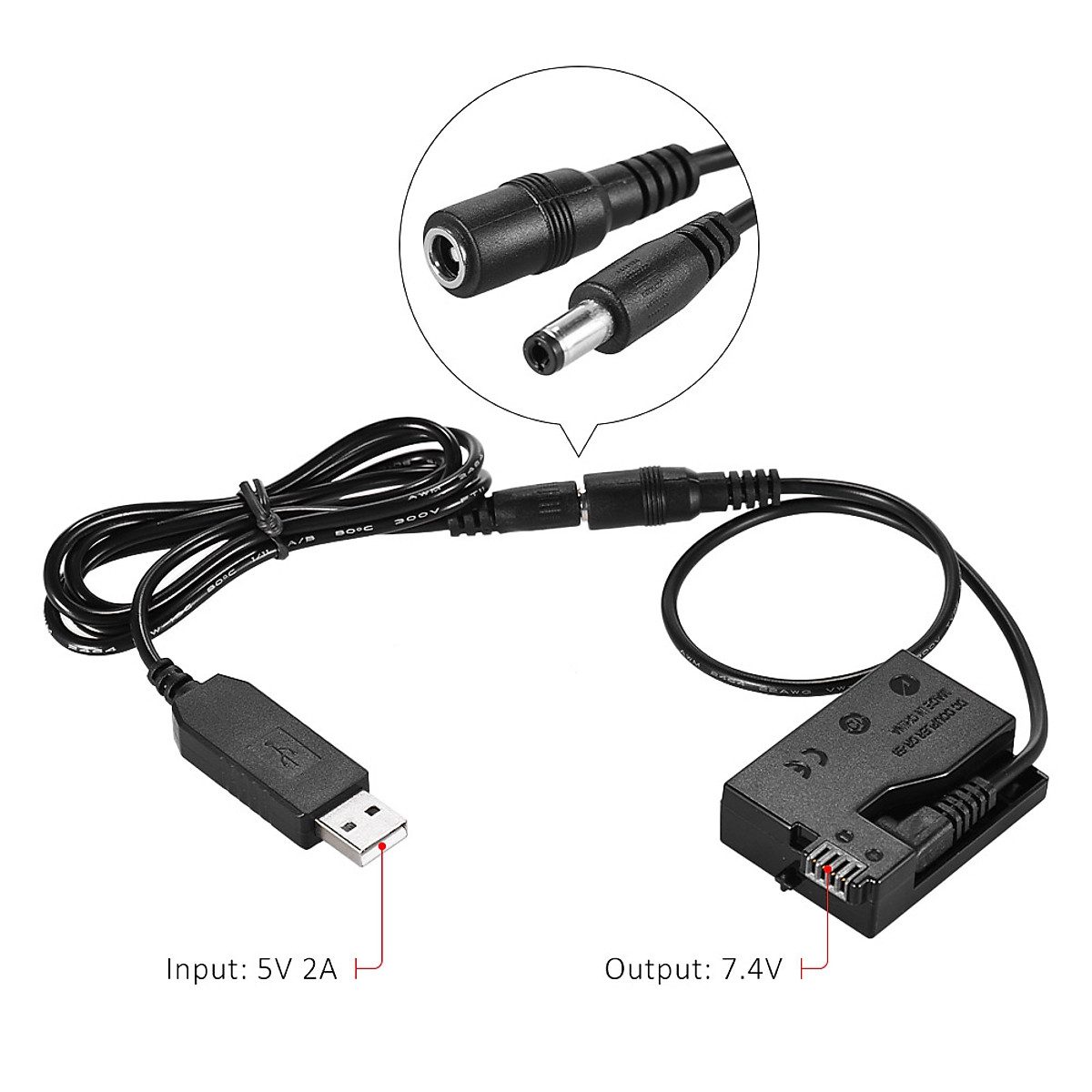 Pin Ảo DR-E8 Kèm Dây Chuyển USB Thay Thế Pin LP-E8 Andoer Cho Máy Ảnh Canon EOS 550D 600D 650D 700D 4
