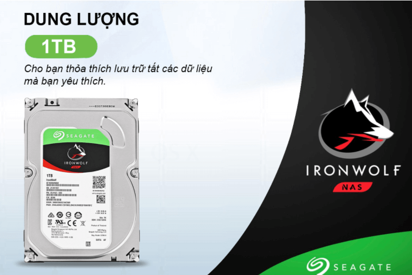 Ổ Cứng HDD Seagate IronWolf 1TB/64MB/3.5 - ST1000VN002 2