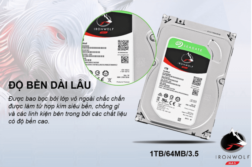 Ổ Cứng HDD Seagate IronWolf 1TB/64MB/3.5 - ST1000VN002 1