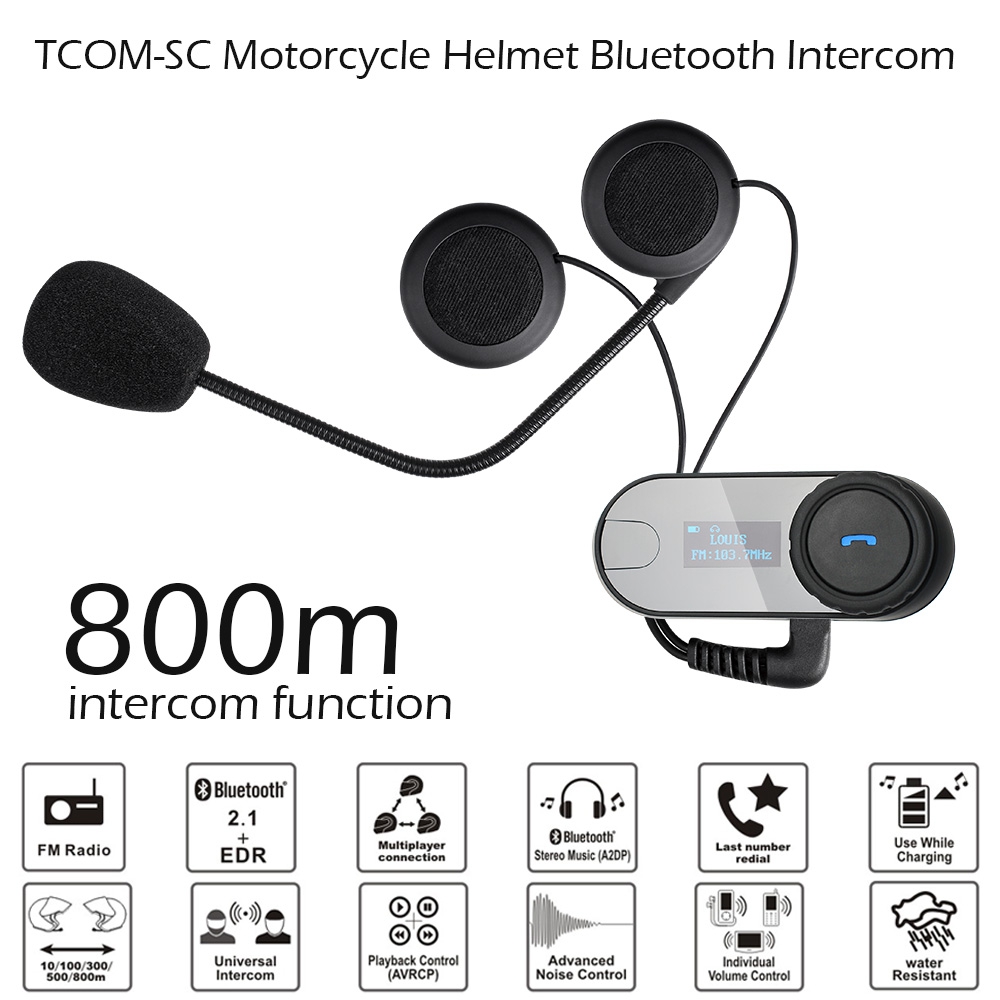 Bộ Tai Nghe Bluetooth Gắn Mũ Bảo Hiểm Chống Nước 800m Freedconn Tcom-SC X2 1