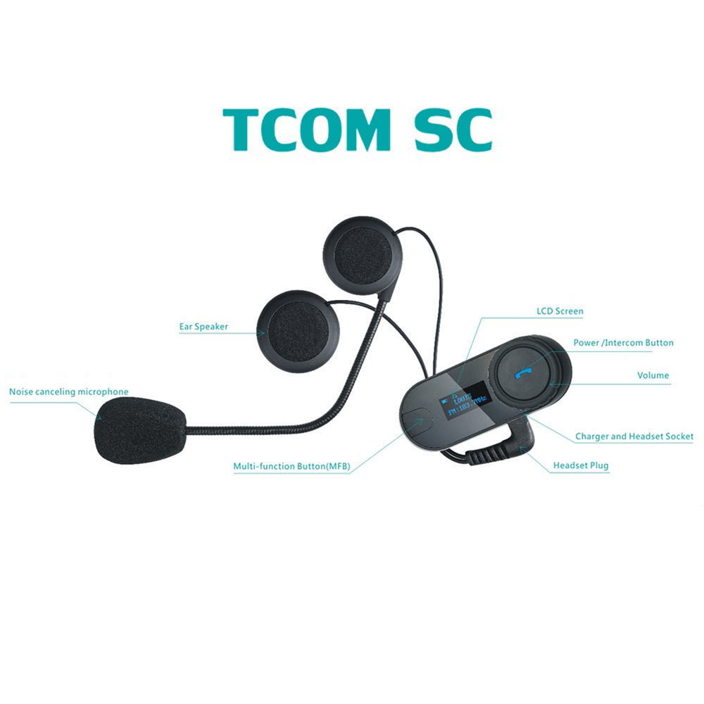 Bộ Tai Nghe Bluetooth Gắn Mũ Bảo Hiểm Chống Nước 800m Freedconn Tcom-SC X2 2