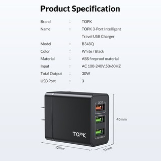 Củ Sạc Nhanh B348Q TopK Chuẩn QC 3.0 1