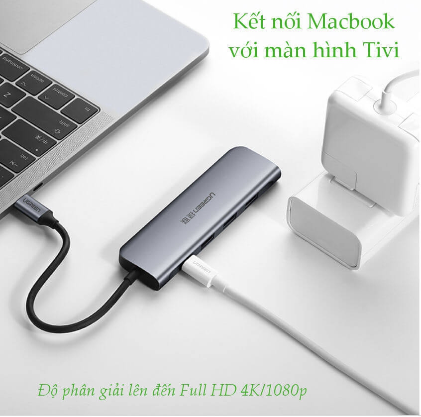 Thiết Bị Mở Rộng USB type-C Sang HDMI Hub USB 3.0 Hỗ Trợ Sạc USB-C Ugreen 50209 1