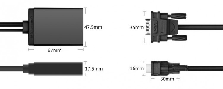 Cáp chuyển VGA to HDMI tích hợp Audio Ugreen UG-40213 4