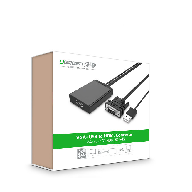Cáp chuyển VGA to HDMI tích hợp Audio Ugreen UG-40213