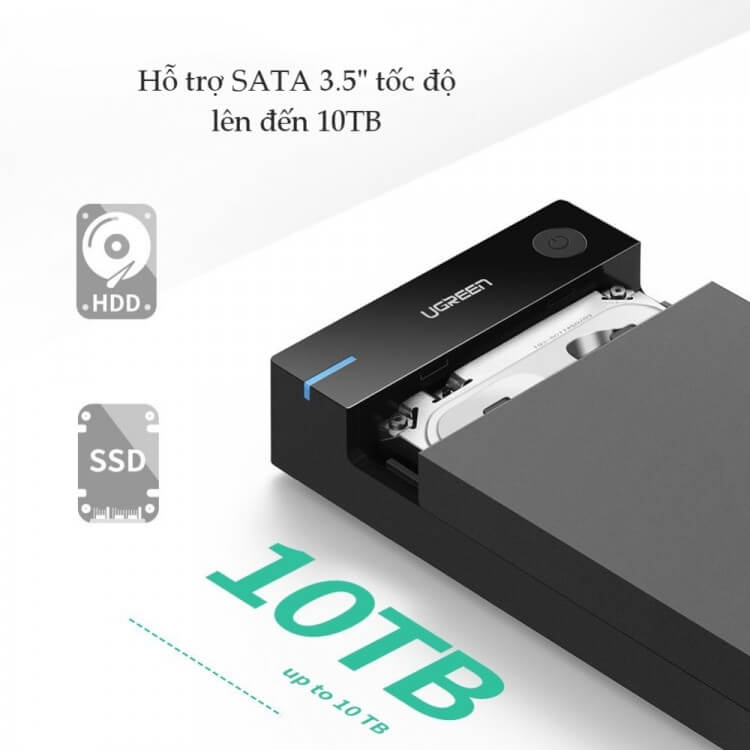 Vỏ Hộp Đựng Ổ Cứng 3.5 Inch Sata USB 3.0 Hỗ Trợ 10TB UGREEN 50422 1