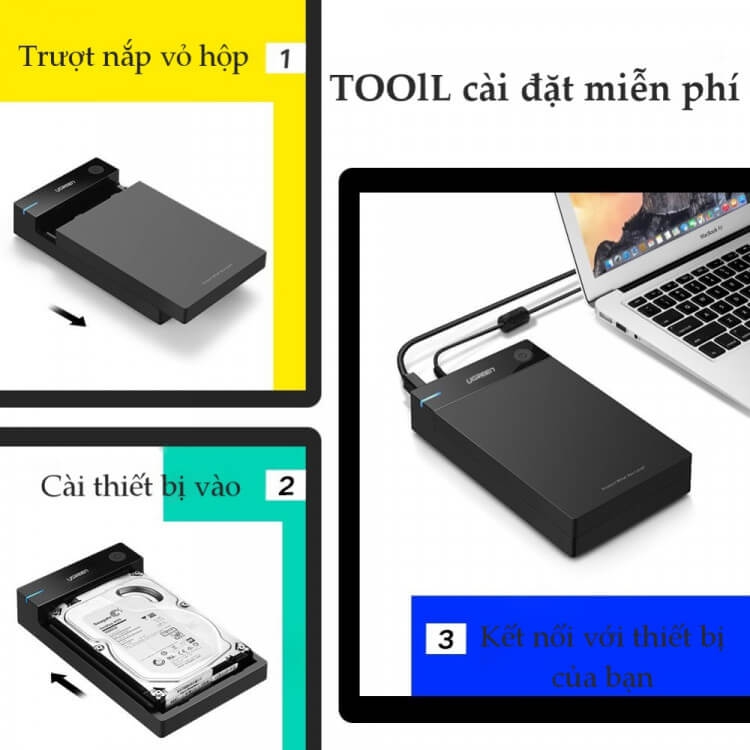 Vỏ Hộp Đựng Ổ Cứng 3.5 Inch Sata USB 3.0 Hỗ Trợ 10TB UGREEN 50422 2