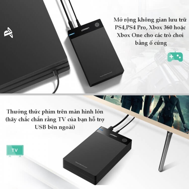 Vỏ Hộp Đựng Ổ Cứng 3.5 Inch Sata USB 3.0 Hỗ Trợ 10TB UGREEN 50422 3