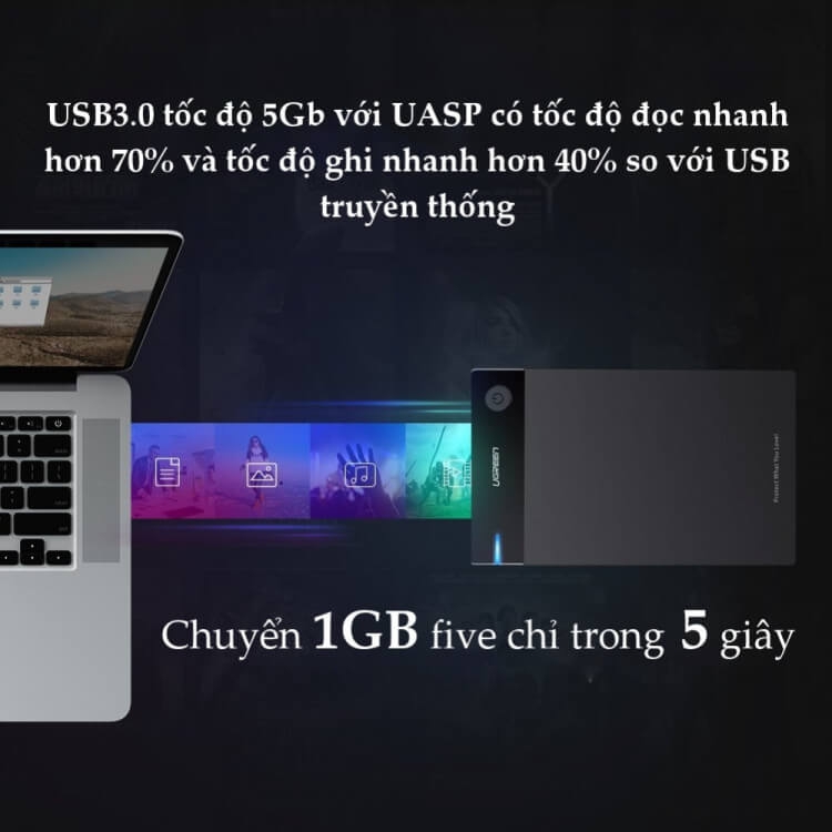 Vỏ Hộp Đựng Ổ Cứng 3.5 Inch Sata USB 3.0 Hỗ Trợ 10TB UGREEN 50422 5
