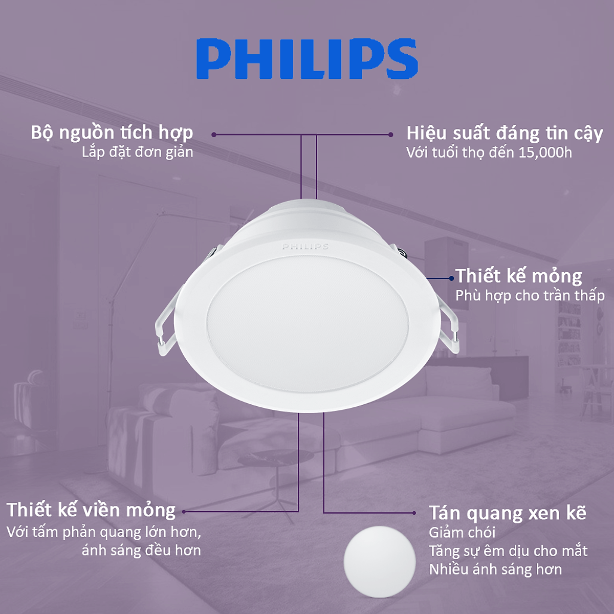 Bộ Đèn Philips LED Âm Trần Meso IO Thế Hệ Mới - 5W 2