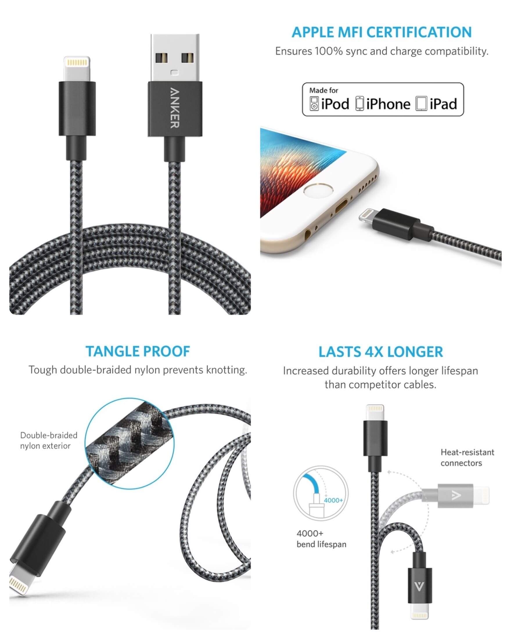 Dây Cáp Sạc Lightning Cho iPhone Anker PowerLine III - A8153 1