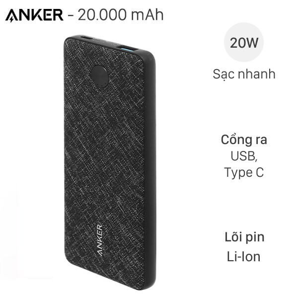 Pin Dự Phòng Anker PowerCore Essential 20000 PD - A1287