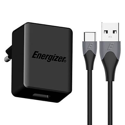 Bộ Adapter Sạc Energizer AC1Q3EUUC23 18W QC 3.0 Kèm Cáp Type C (1m)