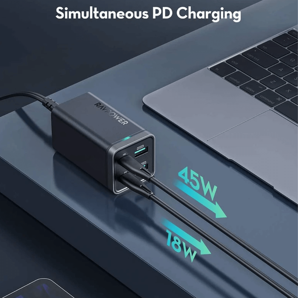 Củ Sạc Điện Thoại 2 Cổng USB-A và 2 Cổng Type-C PD 65W QC 3.0 RAVPower RP-PC136 4