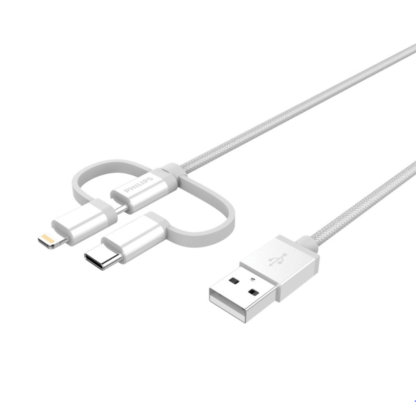 Cáp Sạc USB Type C Tích Hợp Đầu Chuyển Đổi Linghtning Philips DLC4541V