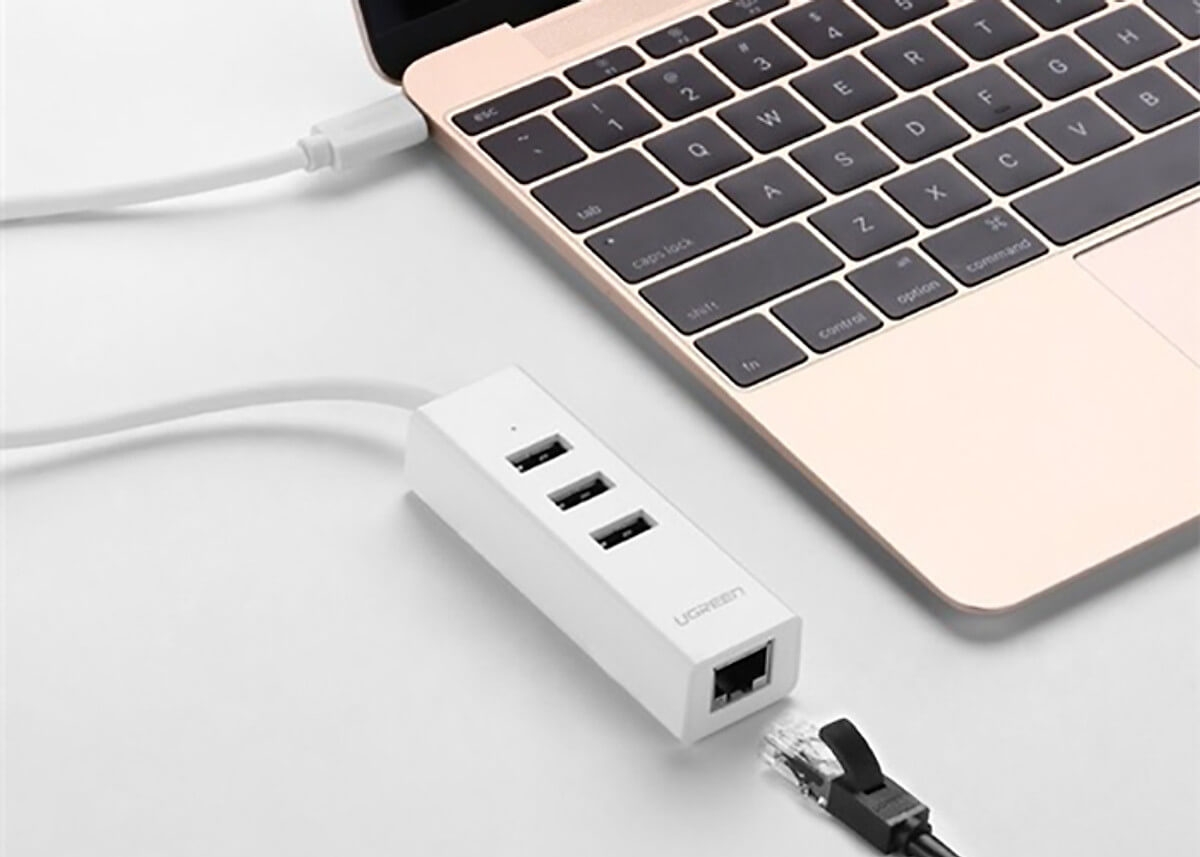 Dây Cáp Chuyển Đổi USB Type C Sang LAN + Hub USB Ugreen 20792 1