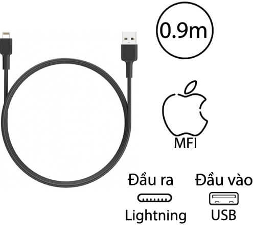 Dây Cáp Sạc Lightning Cho iPhone Chuẩn MFi Aukey CB-BAL7 0.9m 1