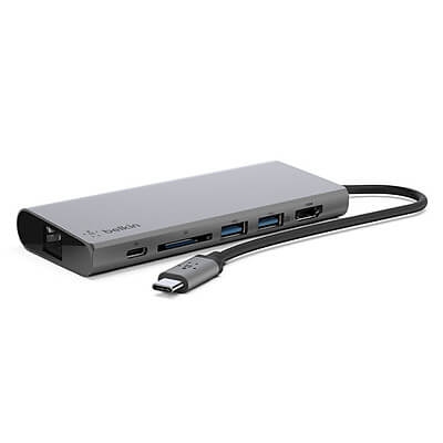 Hub USB Type-C Chia Đa Cổng USB-A/ USB-C/HDMI 4K/LAN/SD Card Belkin F4U092btSGY