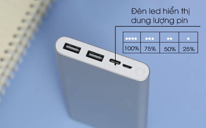 Pin Sạc Dự Phòng Xiaomi Gen 3 Version 2019 Polymer 10000mAh Tích Hợp Cổng Type-C PLM13ZM 5