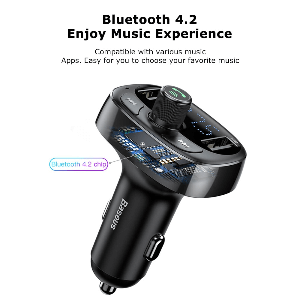 Tẩu Sạc Đa Năng Trên Xe Hơi Baseus S09 T-Typed Wireless MP3 Car Charger 1