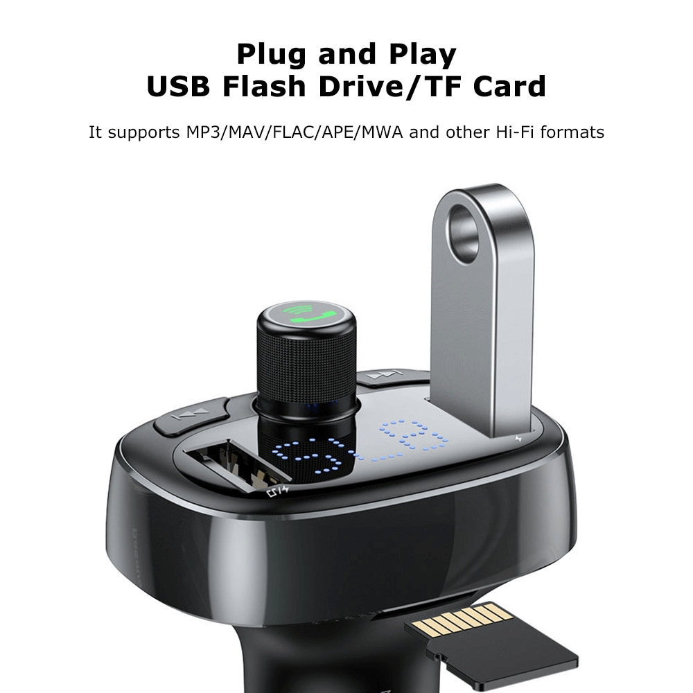 Tẩu Sạc Đa Năng Trên Xe Hơi Baseus S09 T-Typed Wireless MP3 Car Charger 2