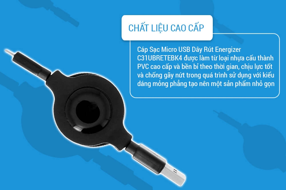 Cáp Sạc Micro USB Dây Rút Energizer C31UBRETEBK4 (80cm)