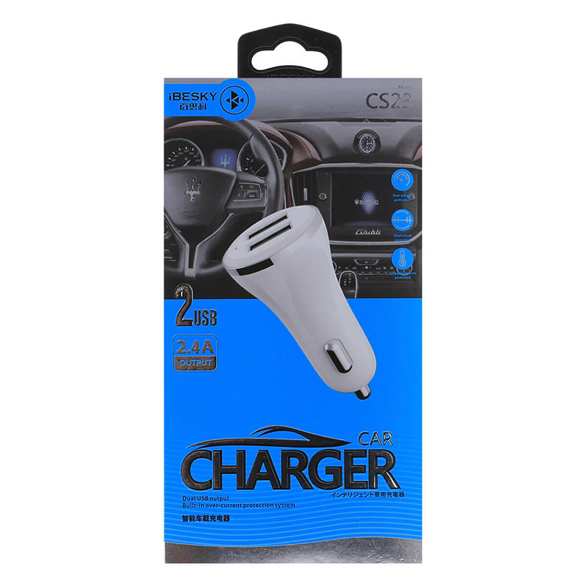 Củ Sạc Xe Hơi iBesky 2.4A Hai Cổng CS23 2