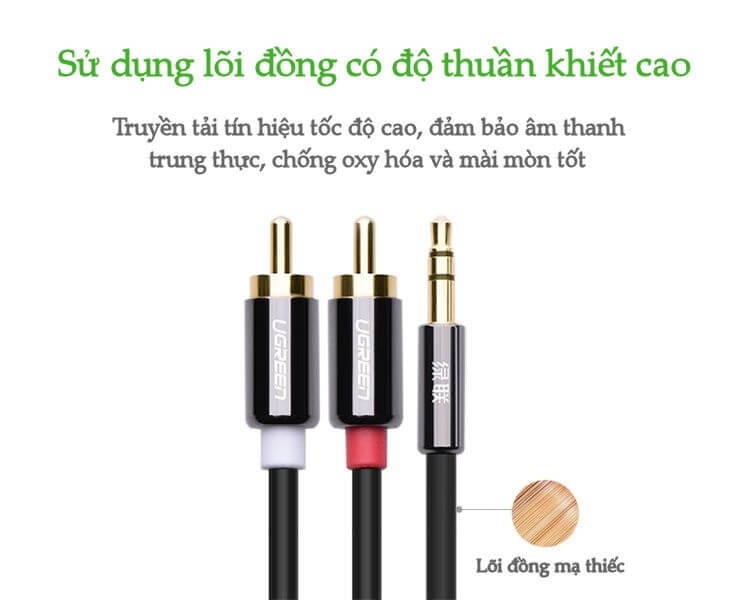 Dây Audio 3,5mm Ra 2 Đầu RCA Dài 1,5M UGREEN AV116 10583 2
