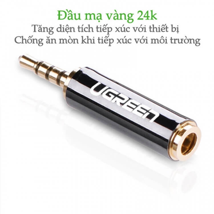 Đầu Chuyển Đổi 2.5mm Đực Sang 3.5mm Cái Dài 25mm Ugreen 20501 2