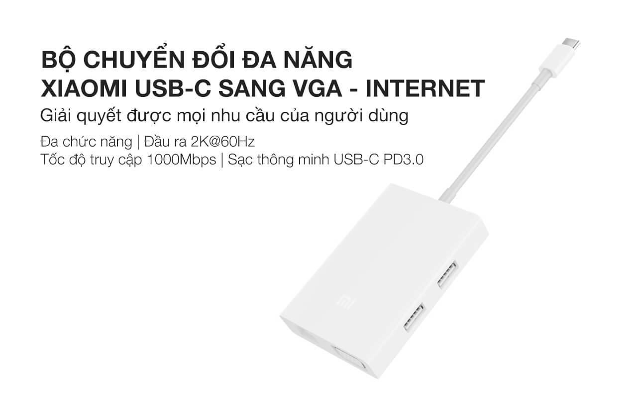 Bộ Chuyển Đổi Xiaomi USB-C To VGA And Gigabit Ethernet 1