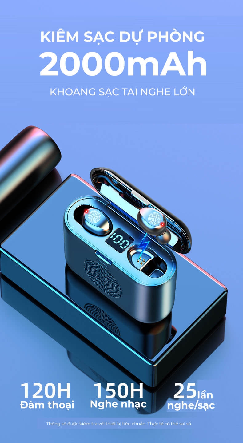 Tai Nghe Không Dây F9 V5.0 Kiêm Loa Di Động Bluetooth 4
