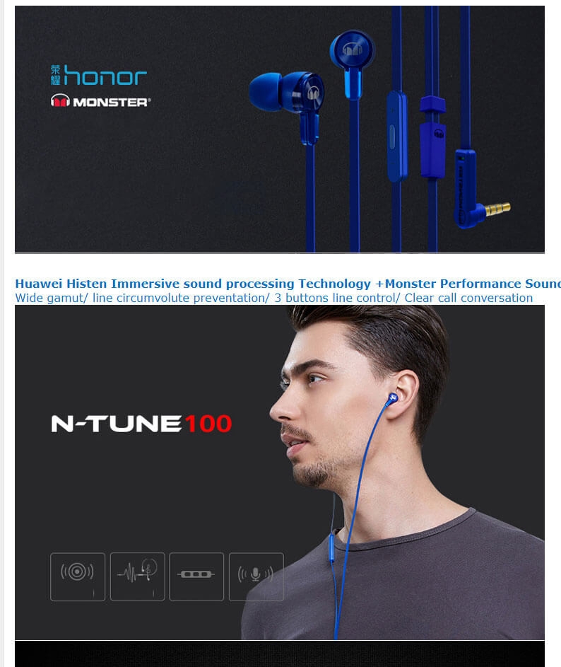 Tai Nghe Nhét Tai Tích Hợp Mic Huawei Honor Monster N-Tune 100 AM15 1