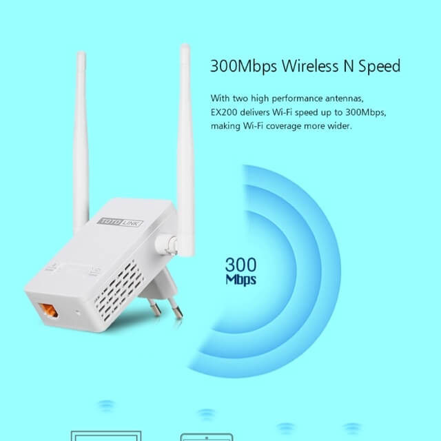 Bộ Kích Sóng Wifi Repeater 300Mbps Totolink EX200 1