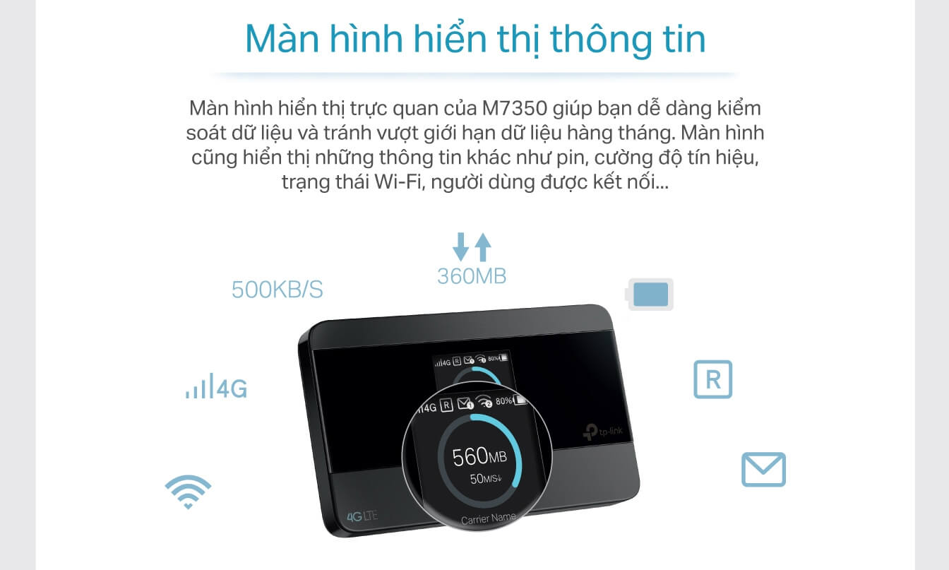 Thiết Bị Phát Wifi Di Động 4G LTE-Advanced TP-Link M7350 V5 150Mbps 4