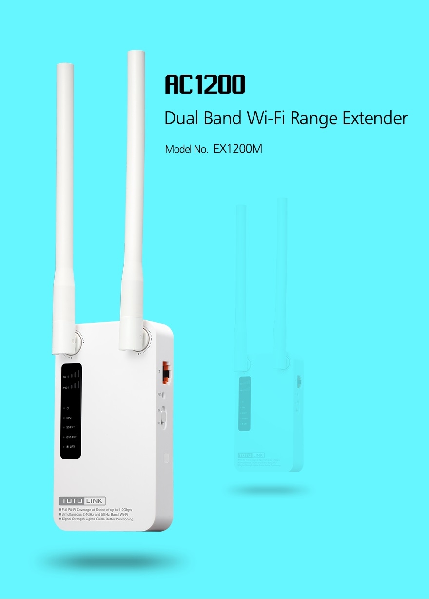 Thiết Bị Mở Rộng Sóng Wifi Băng Tần Kép AC1200 TotoLink EX1200M